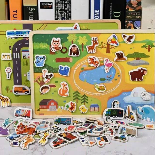 Review Puzzle Magnet Hewan & Transportasi: Mainan Edukasi 2-in-1