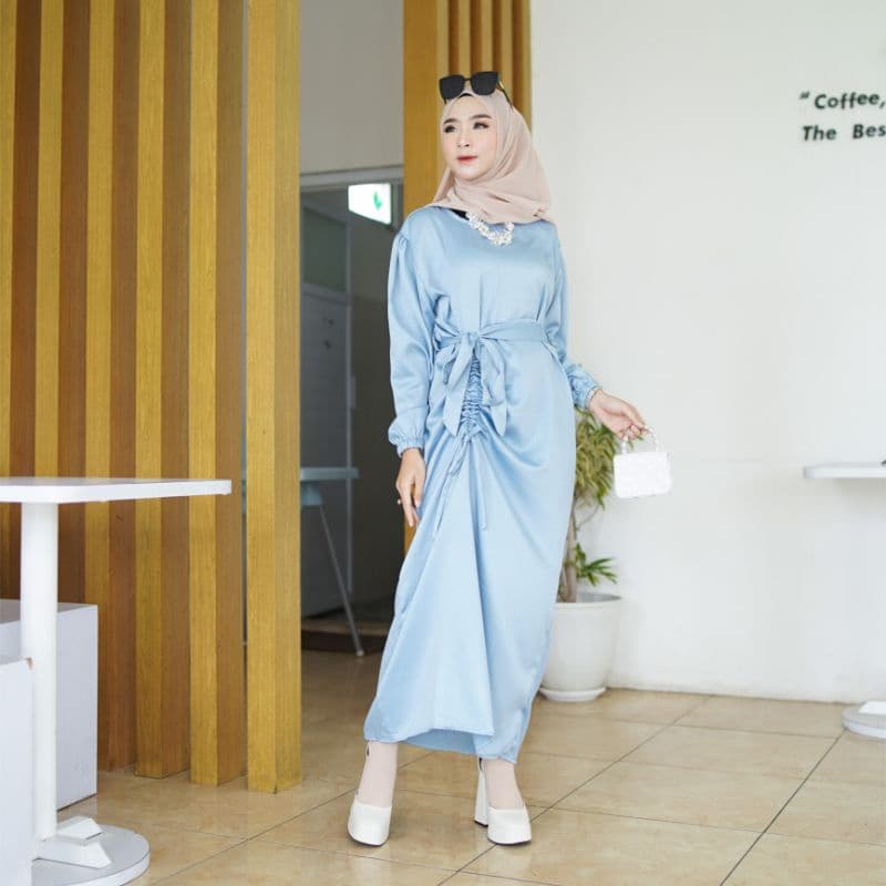 Review Beally Dress Serut Satin: Tampil Mewah Modal Hemat