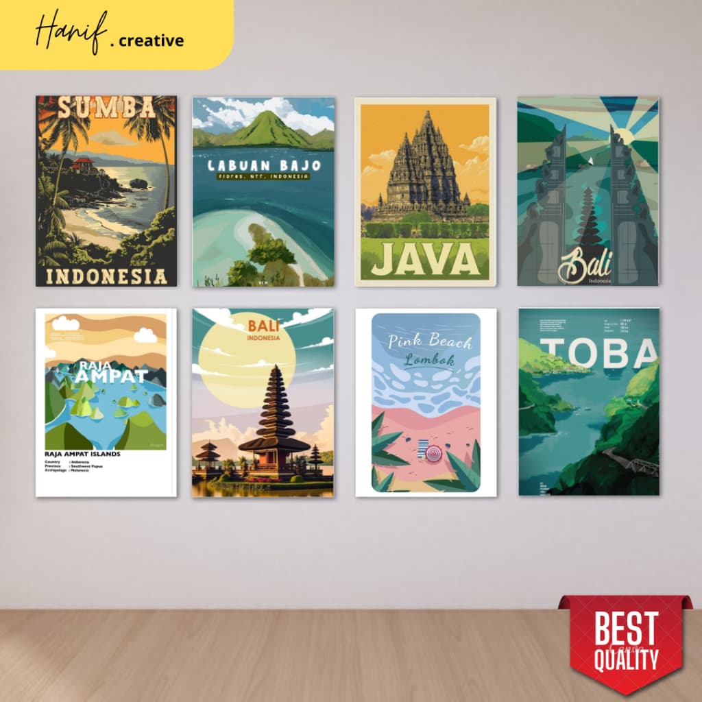 Poster Indonesia Destinasi MDF: Hiasan Dinding Estetik