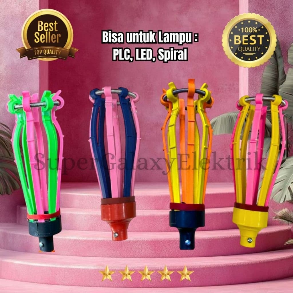 Kepala Tongkat Lampu 8 Jari: Ganti Bohlam Aman & Mudah!