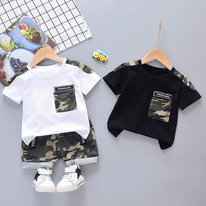 Setelan Baju Anak Army Kantong One Set: Gaya Militer Cilik!