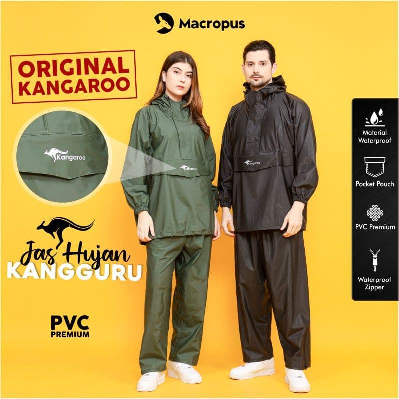 Jas Hujan MACROPUS KANGAROO: Anti Bocor, Tebal & Stylish!