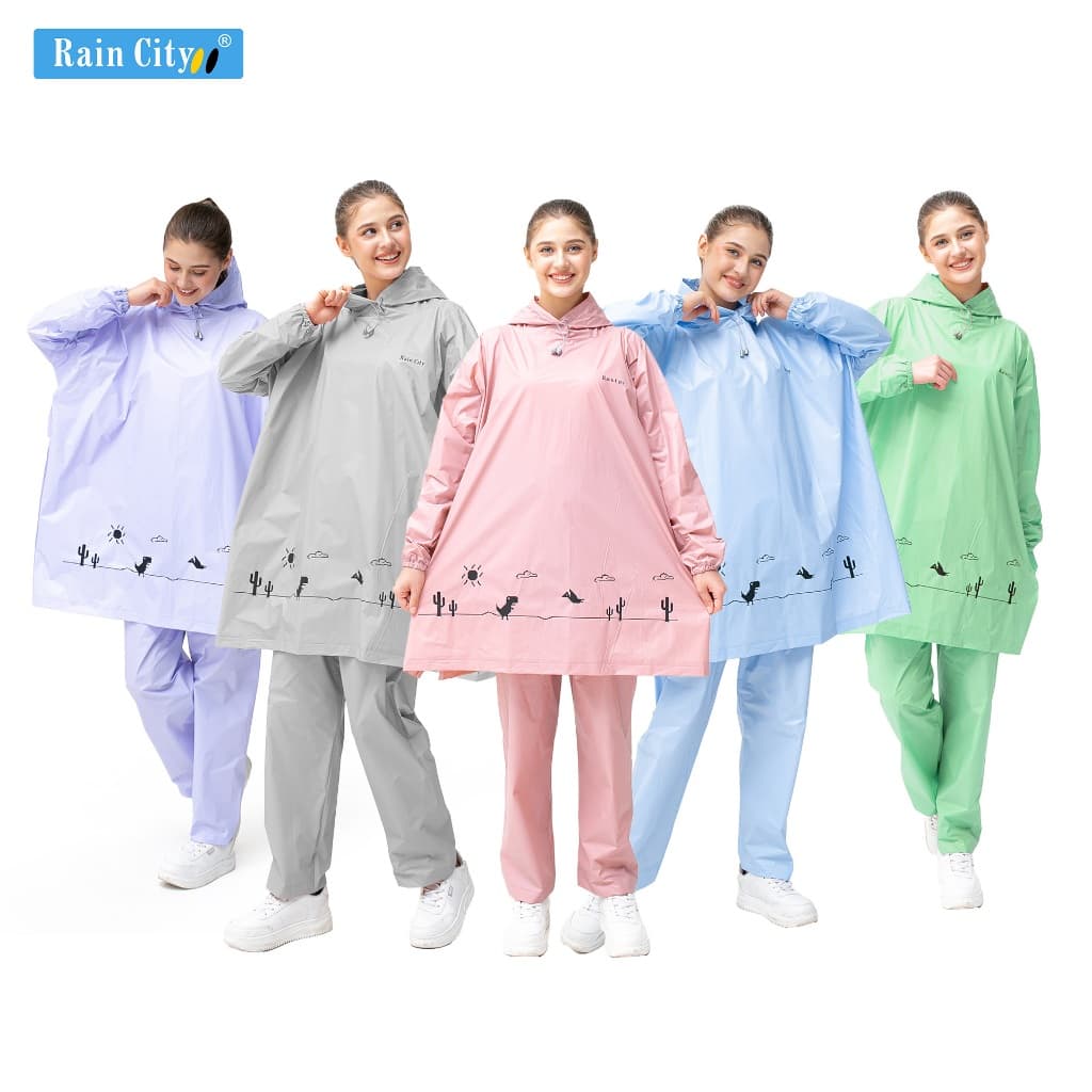 Jas Hujan RAIN CITY Dino Pixel 70044: Gaya Anti Badai, Hati Tetap Santai!