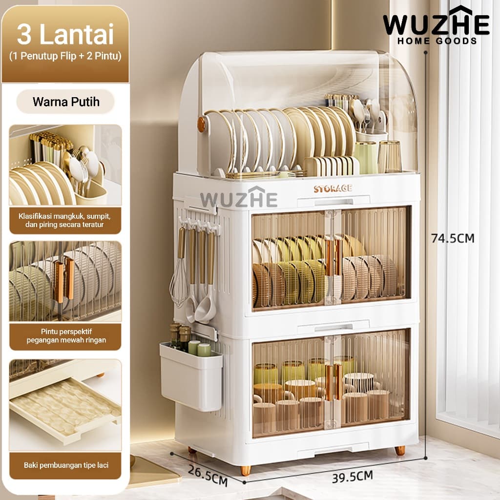 WUZHE Rak Piring Plastik Lipat Tertutup: Solusi Dapur Praktis & Higienis