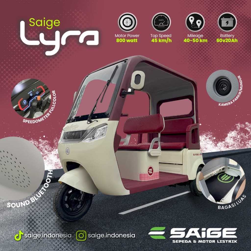 Review Saige LYRA & NOVUS: Sepeda Listrik Roda 3 Paling Kece?
