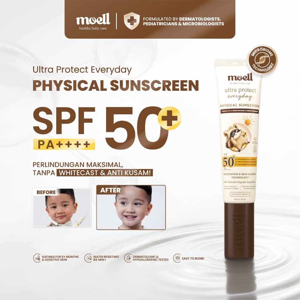 Moell Physical Sunscreen Anak SPF 50+ PA++++: Review Jujur!