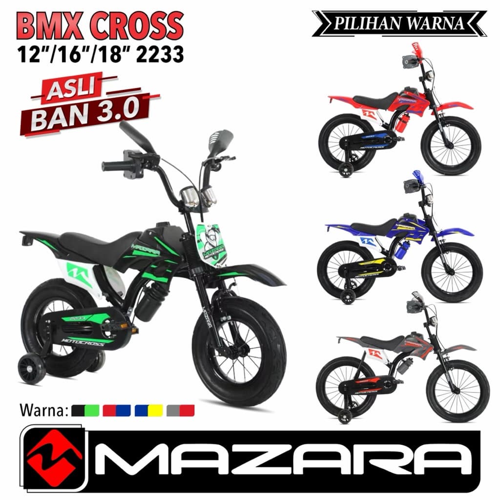 MAZARA 2233: Sepeda BMX Anak Motor Cross Ban Jumbo SNI