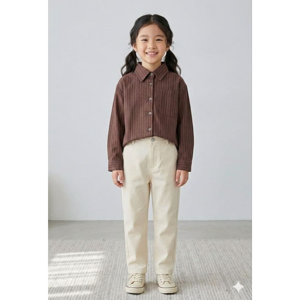 Kemeja Salur Anak Perempuan: Gaya Korea & Nyaman Sepanjang Hari!